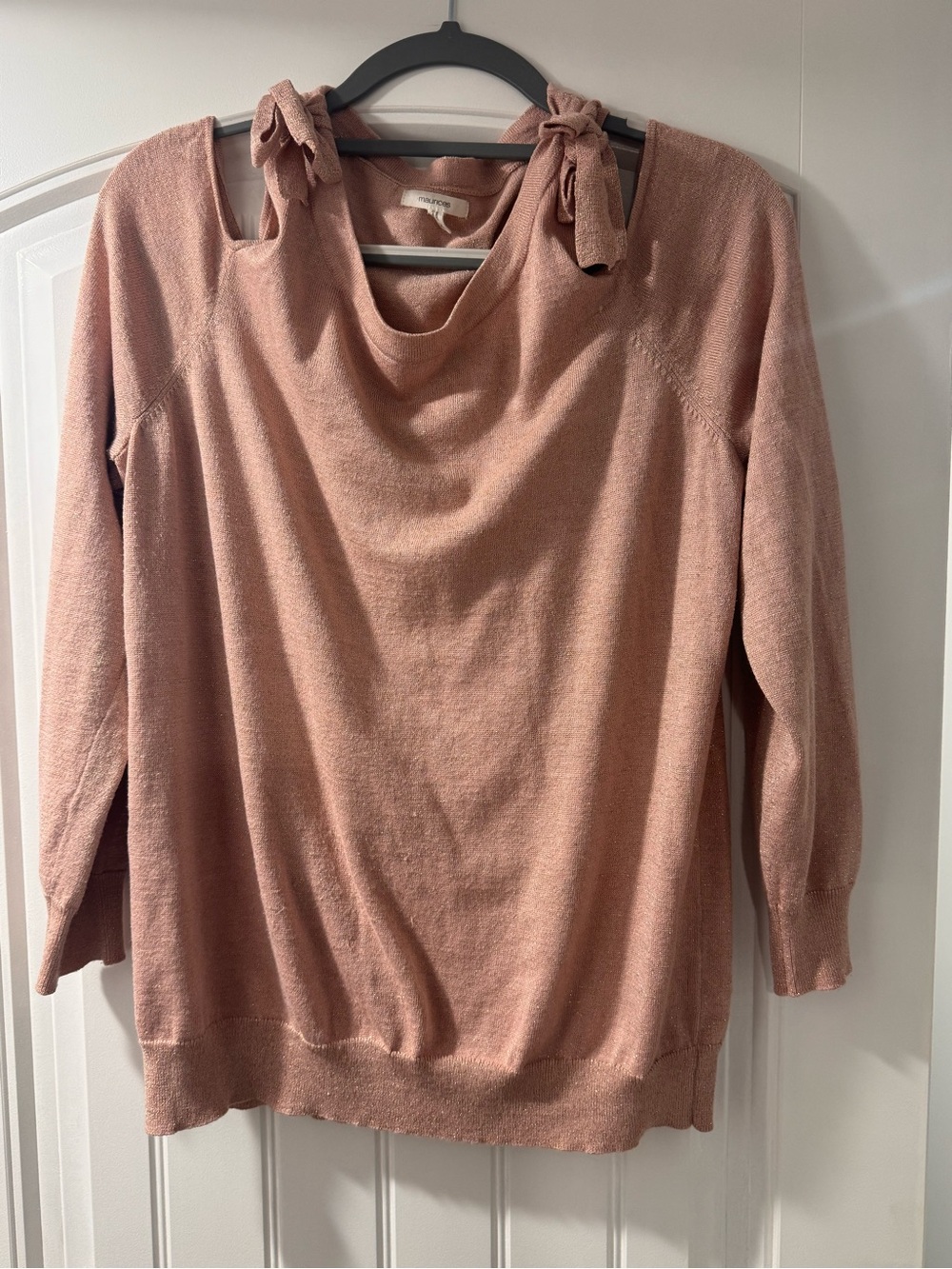 Maurices Dusty Rose Tie-Shoulder Off-the-Shoulder Sweater